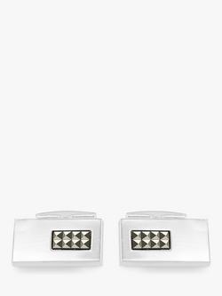 Hoxton London Pyramid Marcasite Set Rectangle Cufflinks, Silver - view 2, Silver