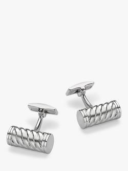 Hoxton London Twist Cylindrical Cufflinks, Silver, Silver