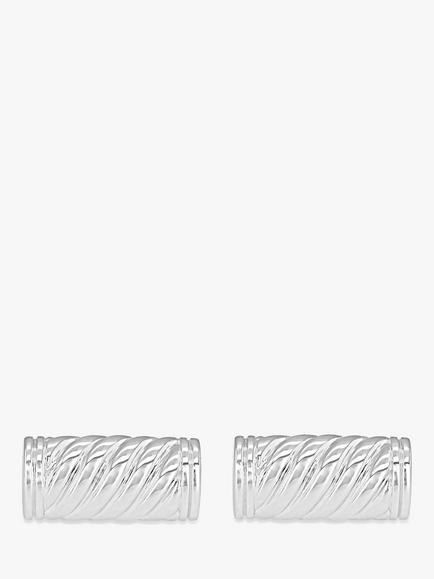 Hoxton London Twist Cylindrical Cufflinks, Silver - view 2, Silver