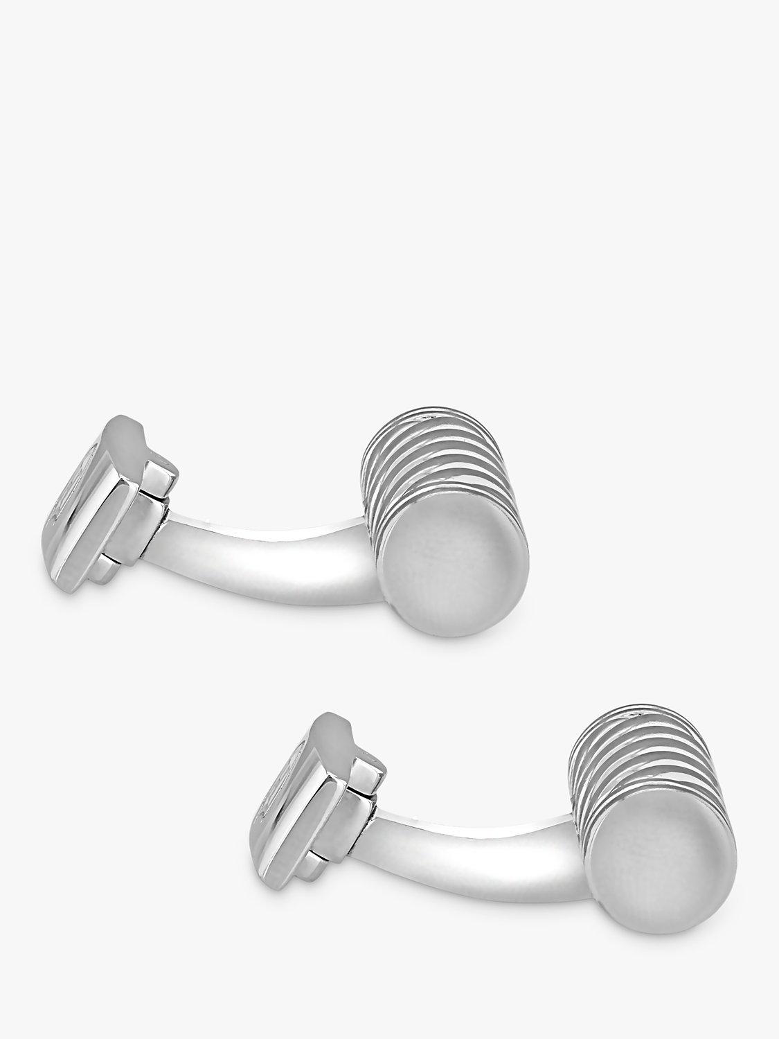 Product image 3 of 5, which shows Hoxton London Twist Cylindrical Cufflinks, Silver