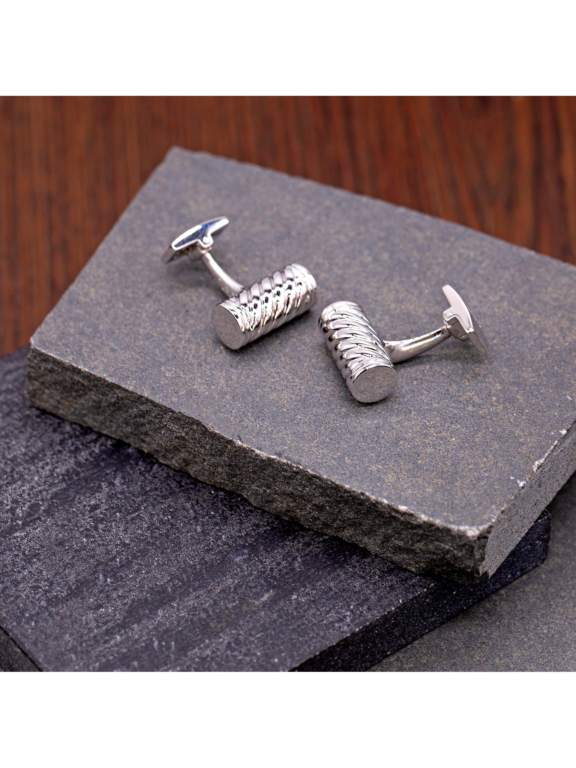 Product image 4 of 5, which shows Hoxton London Twist Cylindrical Cufflinks, Silver
