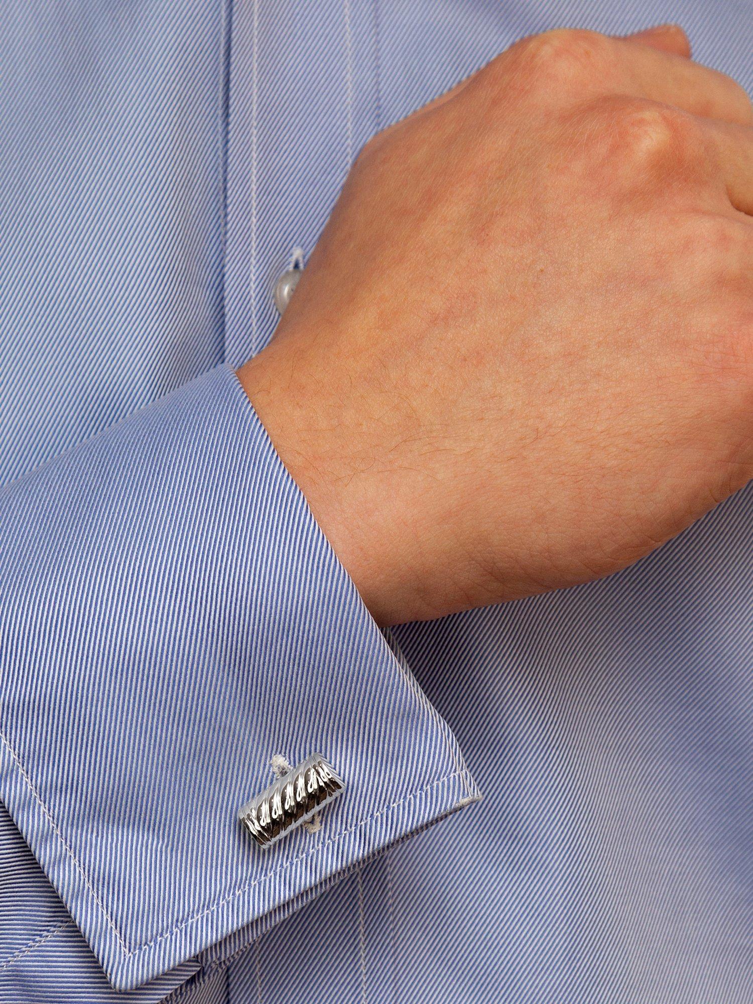 Product image 5 of 5, which shows Hoxton London Twist Cylindrical Cufflinks, Silver