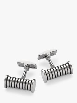 Hoxton London Striped Cylindrical Cufflinks, Silver, Silver