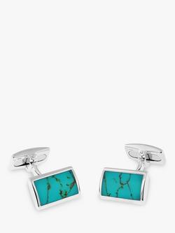 Hoxton London Turquoise Rectangle Cufflinks, Silver/Blue, Silver/Blue