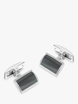 Hoxton London Hematite Rectangle Cufflinks, Silver/Grey, Silver