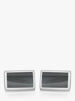 Hoxton London Hematite Rectangle Cufflinks, Silver/Grey - view 2, Silver