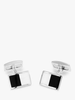Hoxton London Agate Rectangle Cufflinks, Silver/Multi, Silver/Multi