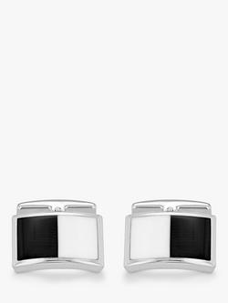 Hoxton London Agate Rectangle Cufflinks, Silver/Multi - view 2, Silver/Multi