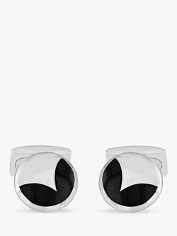 Hoxton London Agate Round Cufflinks, Silver/Black - view 2, Silver/Black