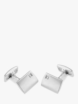 Hoxton London Diamond Rectangle Cufflinks, Silver, Silver