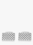 Hoxton London Brick Pattern Rectangular Cufflinks, Silver
