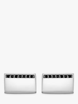 Hoxton London Black Sapphire Rectangle Cufflinks, Silver - view 2, Silver