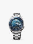 Seiko SRPK01K1 Men's Prospex Great Blue Turtle Scuba PADI Special Edition Bracelet Strap Watch, Blue/Silver