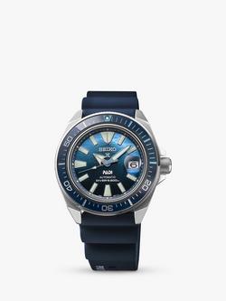 Seiko SRPJ93K1 Men's Prospex Great Blue Samurai Scuba PADI Special Edition Silicone Strap Watch, Blue, Blue
