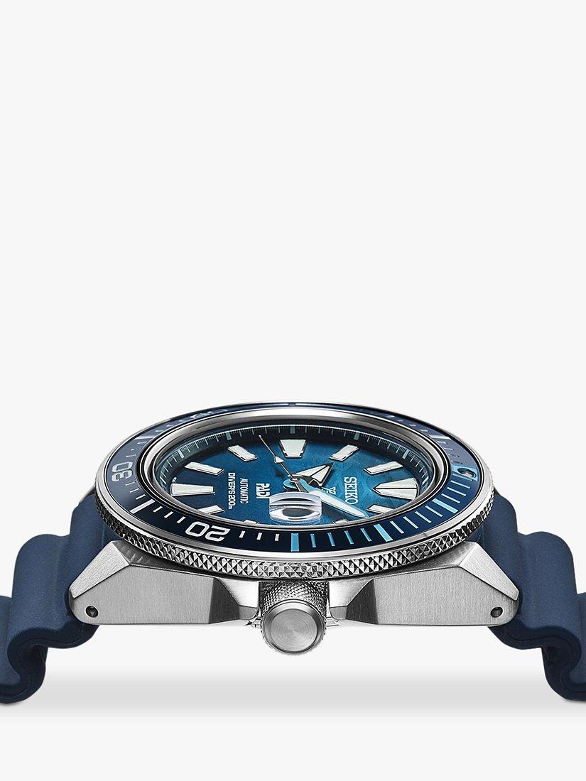 Product image 2 of 4, which shows Seiko SRPJ93K1 Men's Prospex Great Blue Samurai Scuba PADI Special Edition Silicone Strap Watch, Blue
