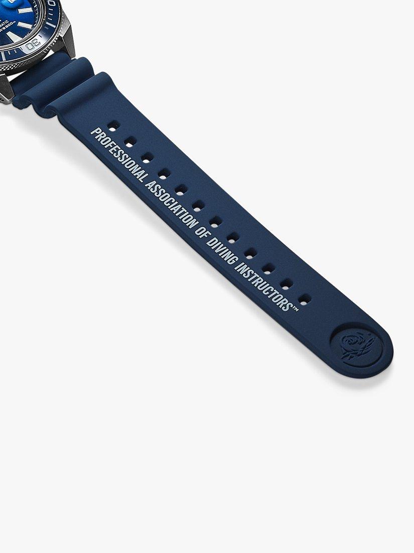 Product image 4 of 4, which shows Seiko SRPJ93K1 Men's Prospex Great Blue Samurai Scuba PADI Special Edition Silicone Strap Watch, Blue