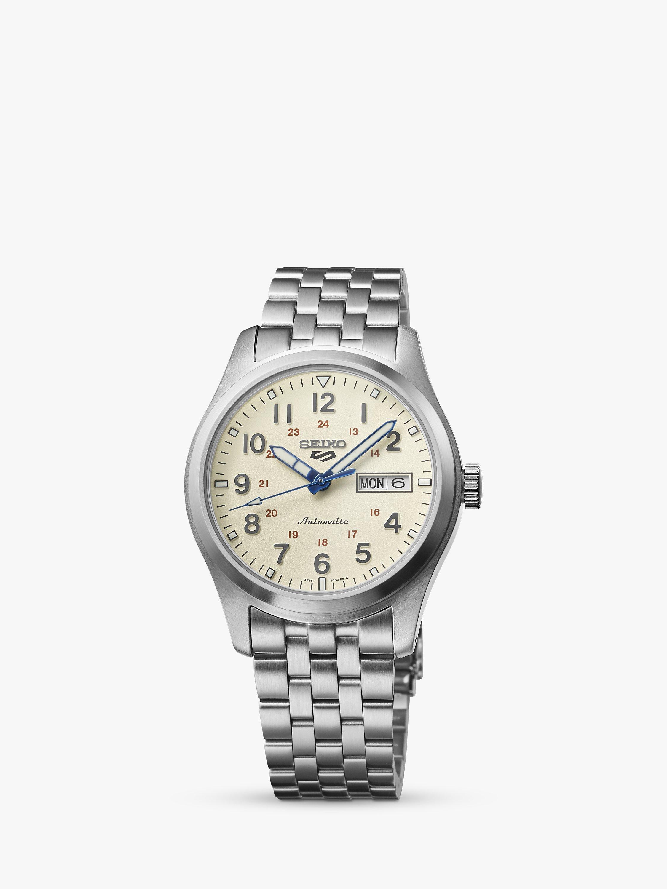 Seiko SRPK41K1 Men's 5 Sports Laurel Limited Edition 110th Anniversary Bracelet Strap Watch, Cream/Silver