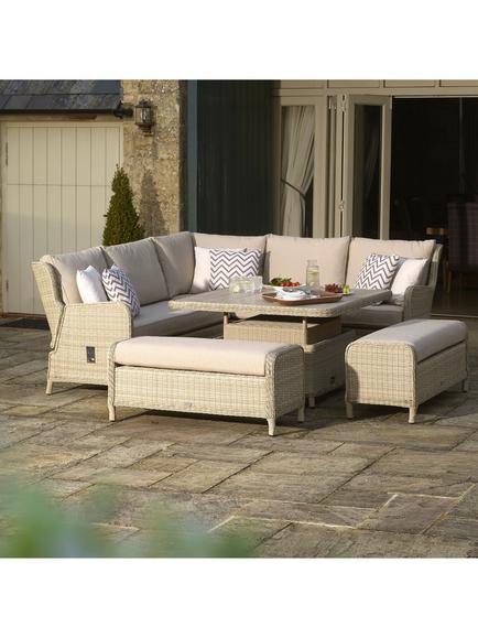 Bramblecrest Chedworth Reclining 8-Seater Corner Garden Sofa Set, Sandstone - view 2, Sandstone