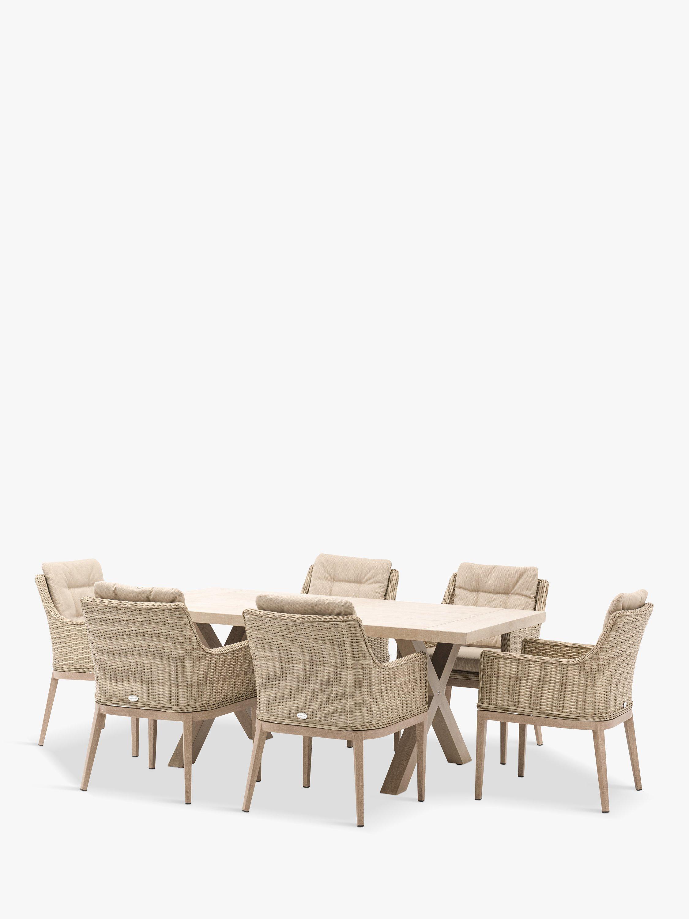 Bramblecrest Monterey 6-Seater Garden Dining Table & Chairs Set, Sandstone