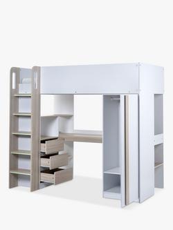 Julian Bowen Ocean High Sleeper Bed Frame, Natural/White, Natural/White