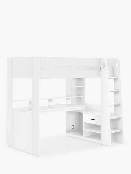Julian Bowen Blaze Gaming High Sleeper Bed Frame, Single, White, White