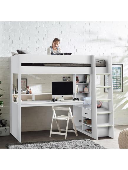 Julian Bowen Blaze Gaming High Sleeper Bed Frame, Single, White - view 2, White