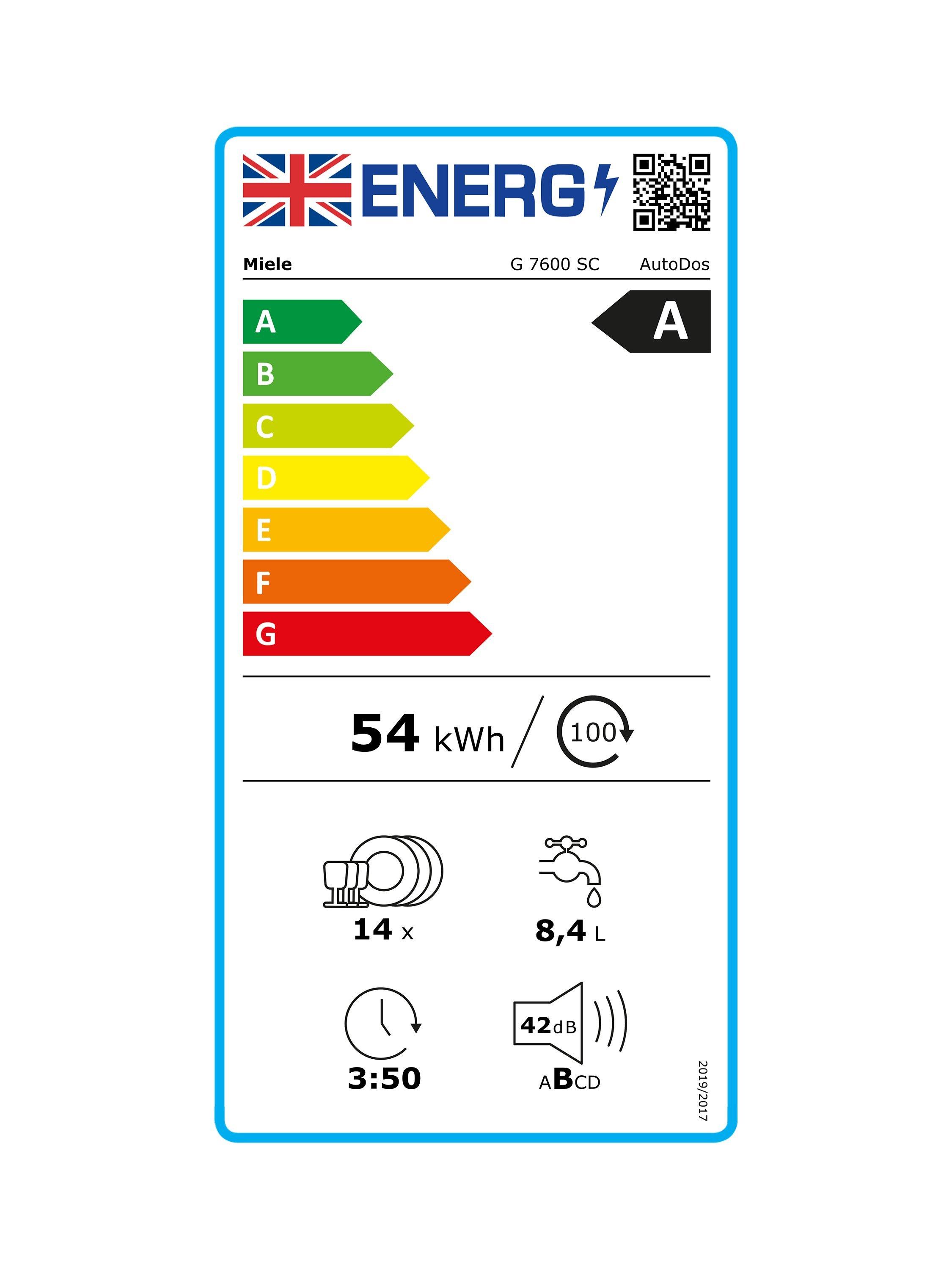 This item is rated A for energy efficiency on a scale from A (most efficient) to G (least efficient).