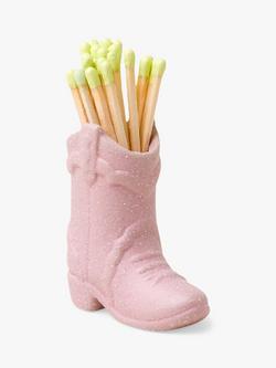 Paddywax Cowboy Boot Match Holder, Mid Pink