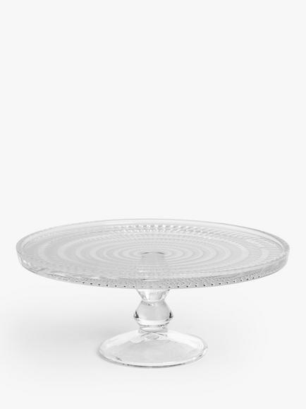 John Lewis Ava Glass Cake Stand, 25cm, Clear, Clear Clear