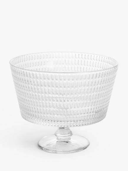 John Lewis Ava Footed Glass Trifle Bowl, 20m, Clear, Clear