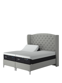 TEMPUR® Suffolk Slim Divan Adjustable Disc Upholstered Bed, King Size, Light Grey