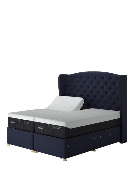 TEMPUR® Suffolk Adjustable Disc Continental 4 Drawer Divan Base, King Size, Dark Blue