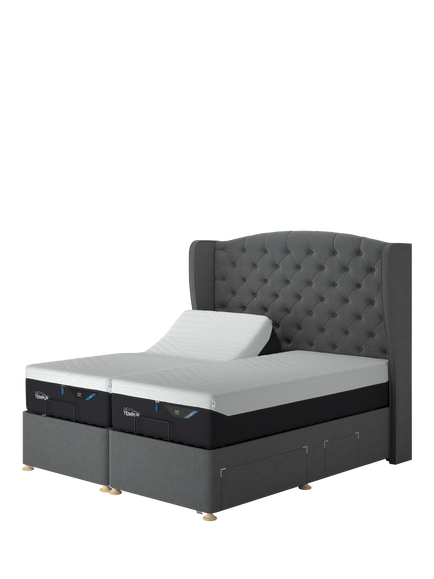 TEMPUR® Suffolk Adjustable Disc Continental 4 Drawer Divan Base, King Size, Dark Grey