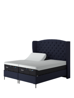 TEMPUR® Suffolk Slim Divan Adjustable Disc Upholstered Bed, Super King Size, Dark Blue
