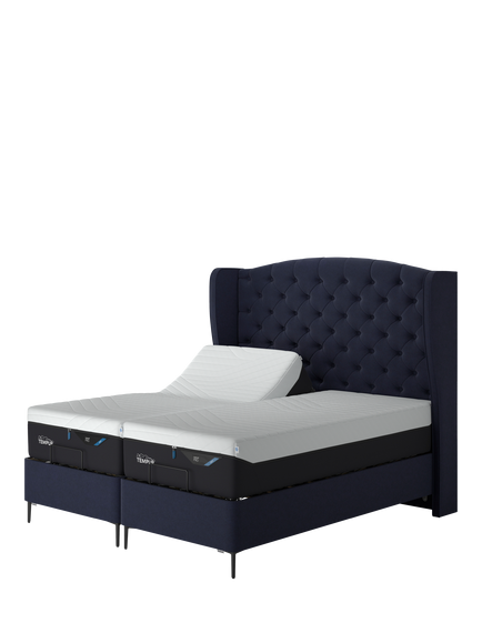 TEMPUR® Suffolk Slim Divan Adjustable Disc Upholstered Bed, Super King Size, Dark Blue