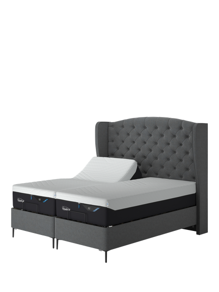 TEMPUR® Suffolk Slim Divan Adjustable Disc Upholstered Bed, Super King Size, Dark Grey