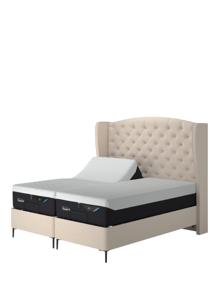TEMPUR® Suffolk Slim Divan Adjustable Disc Upholstered Bed, Super King Size, Natural