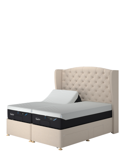TEMPUR® Suffolk Adjustable Disc Continental 2 Drawer Divan Base, Single, Natural