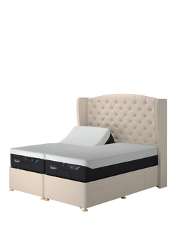 TEMPUR® Suffolk Adjustable Disc Continental 4 Drawer Divan Base, King Size, Natural