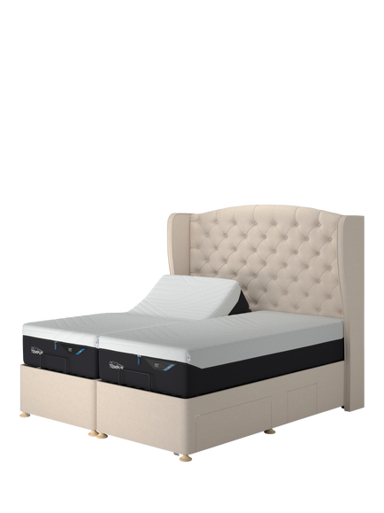 TEMPUR® Suffolk Adjustable Disc Continental 4 Drawer Divan Base, King Size, Natural
