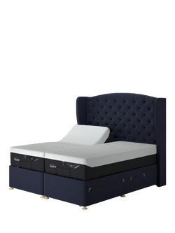 TEMPUR® Suffolk Adjustable Disc Continental 4 Drawer Divan Base, Super King Size, Dark Blue