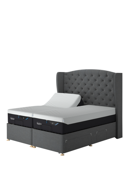 TEMPUR® Suffolk Adjustable Disc Continental 4 Drawer Divan Base, Super King Size, Dark Grey