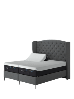 TEMPUR® Suffolk Slim Divan Adjustable Disc Upholstered Bed, Single, Dark Grey