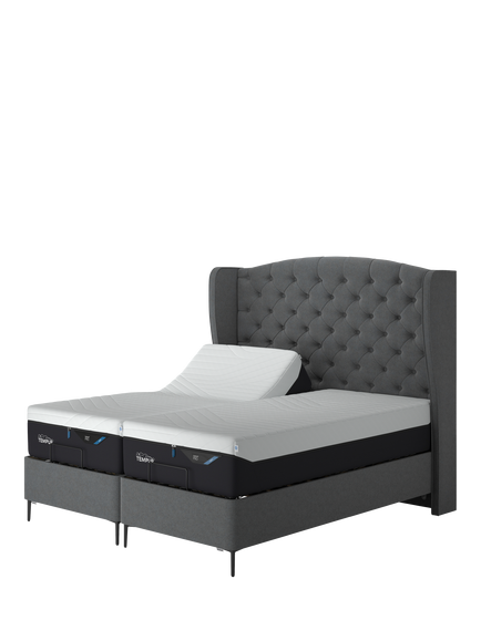 TEMPUR® Suffolk Slim Divan Adjustable Disc Upholstered Bed, Single, Dark Grey