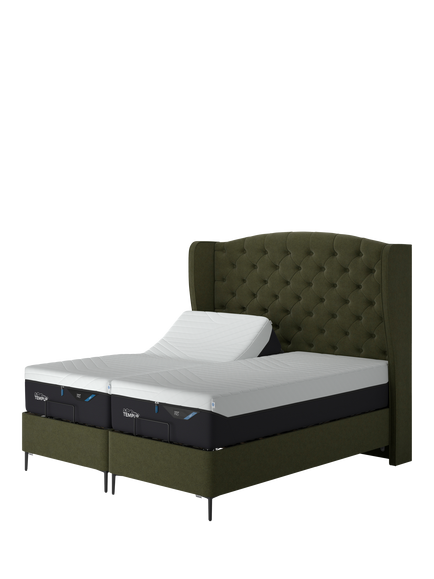 TEMPUR® Suffolk Slim Divan Adjustable Disc Upholstered Bed, Single, Green