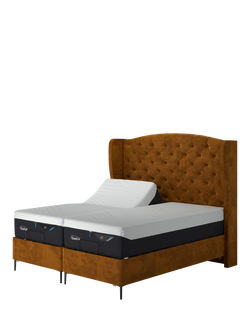 TEMPUR® Suffolk Slim Divan Adjustable Disc Upholstered Bed, Single, Tumeric