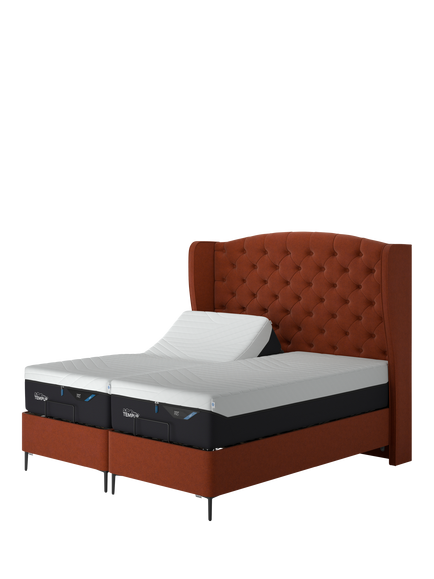 TEMPUR® Suffolk Slim Divan Adjustable Disc Upholstered Bed, King Size, Copper