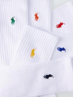 Ralph Lauren Crew Socks, Pack of 6, White - view 2, White