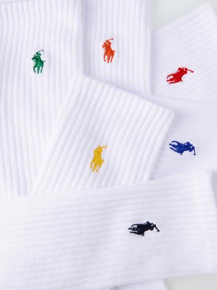 Ralph Lauren Crew Socks, Pack of 6, White - view 2, White