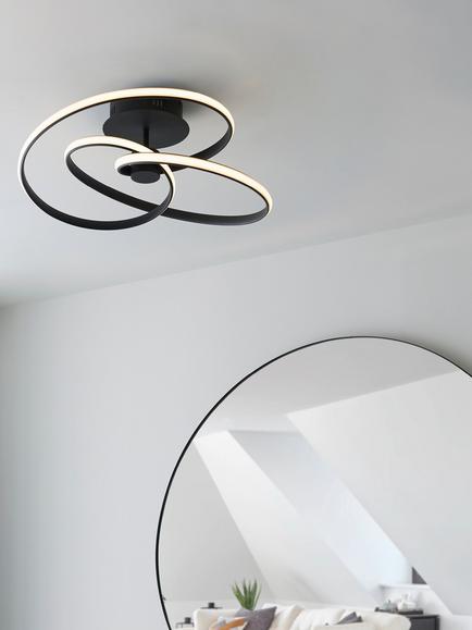 Bay Lighting Solo Semi Flush Ceiling Light, Black - view 2, Black